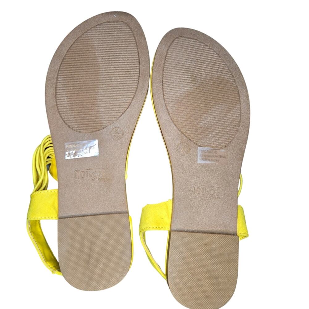 Rouge Helium Size 8 Yellow Strappy Flat Thong Sandals - Picture 4 of 7